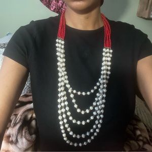 Freshwater Pearl & Austrian Crystal beaded dangle necklace